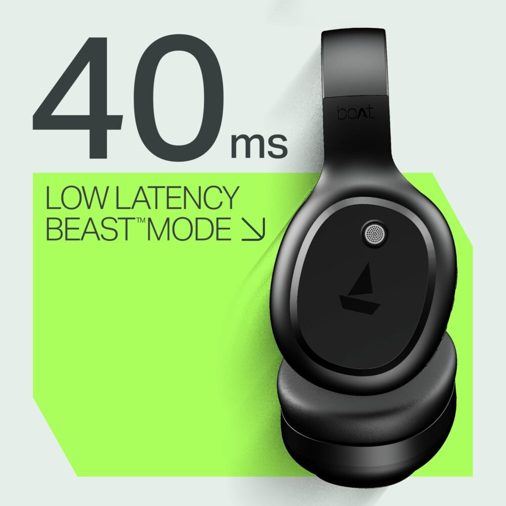 boAt Rockerz 421 (2025 Launch), 40Hrs Battery, Low Latency(40ms), 40mm Drivers, ENx Technology, Integrated Controls, v5.4 Bluetooth Headphones, Wireless Headphone with Mic (Black Sabre) - Image 4