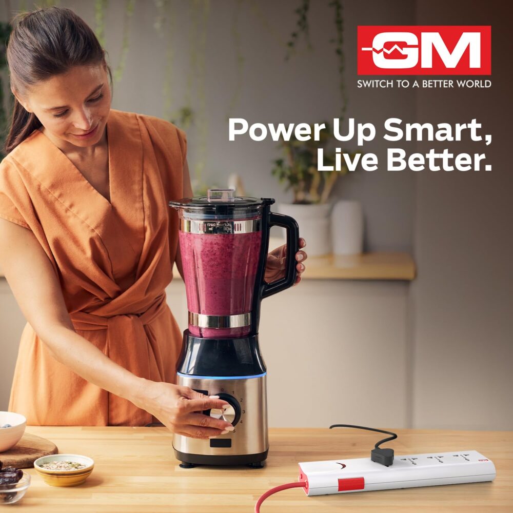 GM 3060 Extension Board 10Amp Output 250 Volts with 2 Mtr Extension Cord & Surge Protector | Master Switch, Safety Shutter, 4 International Sockets | Multi Plug Travel Adapter for Home Appliances - Image 5
