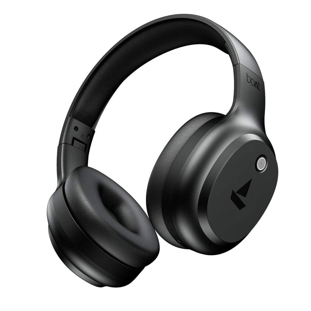 boAt Rockerz 421 (2025 Launch), 40Hrs Battery, Low Latency(40ms), 40mm Drivers, ENx Technology, Integrated Controls, v5.4 Bluetooth Headphones, Wireless Headphone with Mic (Black Sabre)