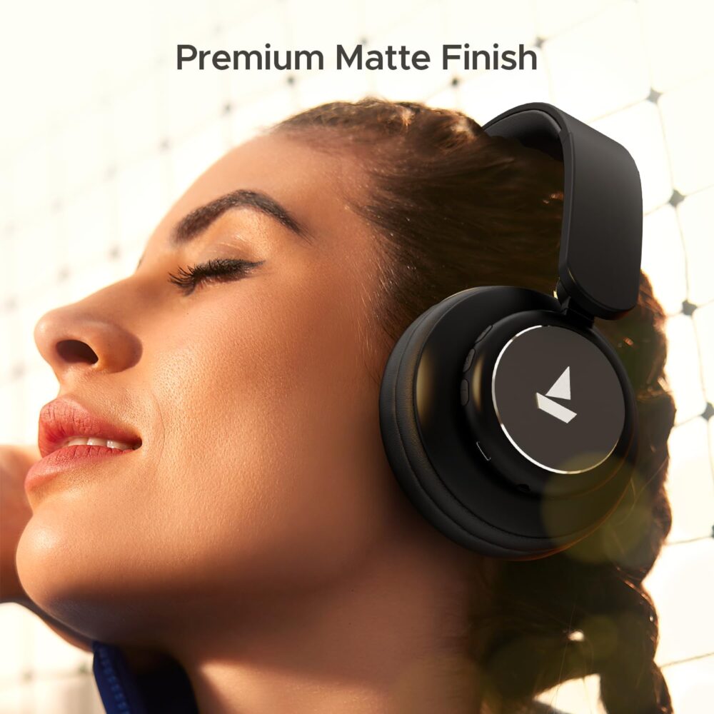 boAt Rockerz 450, 15 HRS Battery, 40mm Drivers, Padded Ear Cushions, Integrated Controls, Dual Modes, On Ear Bluetooth Headphones, Wireless Headphone with Mic (Luscious Black) - Image 5