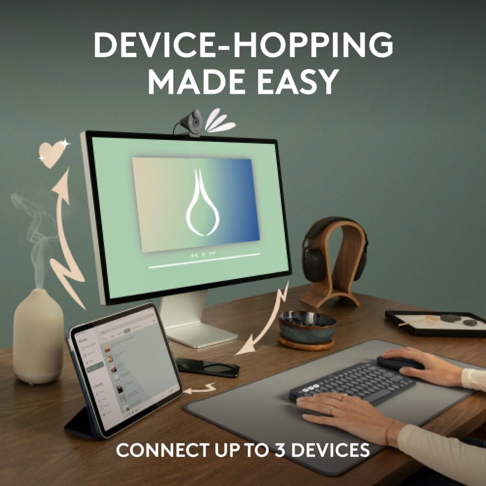Logitech Pebble Mouse 2 M350s Slim Bluetooth Wireless Mouse, Portable, Lightweight, Customisable Button, Quiet Clicks, Easy-Switch for Windows, macOS, iPadOS, Android, Chrome OS - Tonal Graphite - Image 9