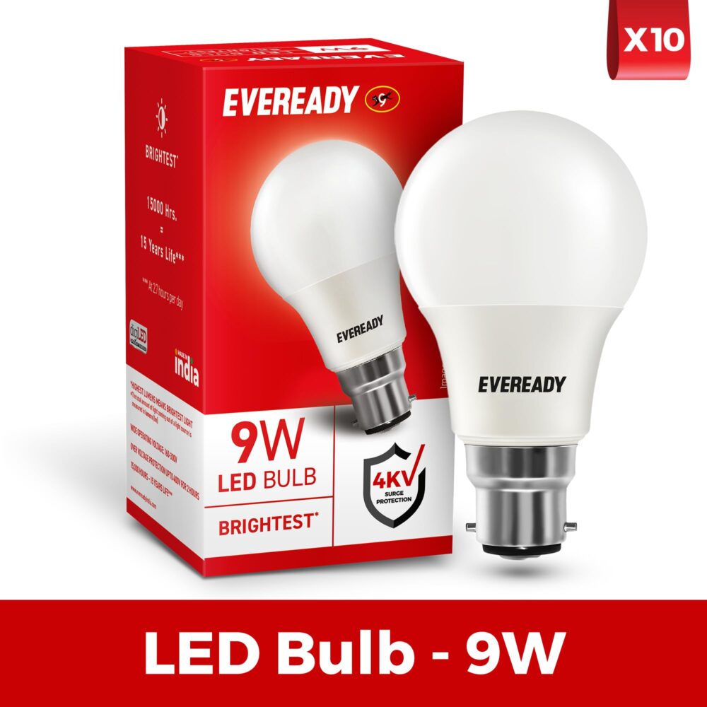 Eveready 9W LED Bulb, Cool Day Light (6500K), B22 Base, Energy-Efficient, 4kV Surge Protection, Long-Lasting Durability - Pack of 10 - Image 8