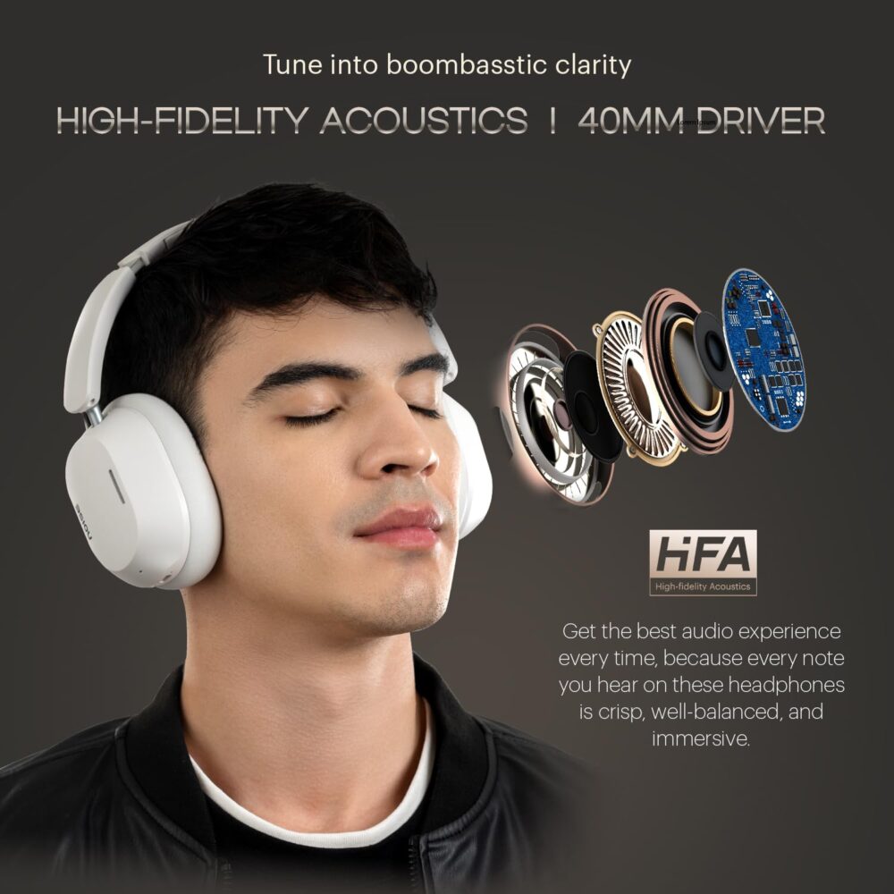 Noise Newly Launched Airwave Max 5 Wireless Over Ear Headphones with Adaptive Hybrid ANC (up to 50dB), HFA Tech, 80H Playtime, Dual Pairing(Calm Beige) - Image 7