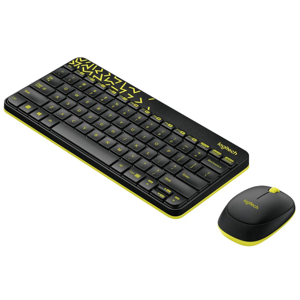 Logitech MK240 Nano Wireless USB Keyboard and Mouse Set, 12 Function Keys 2.4GHz Wireless, 1000DPI, Spill-Resistant Design, PC/Mac, Black/Chartreuse Yellow - Image 6