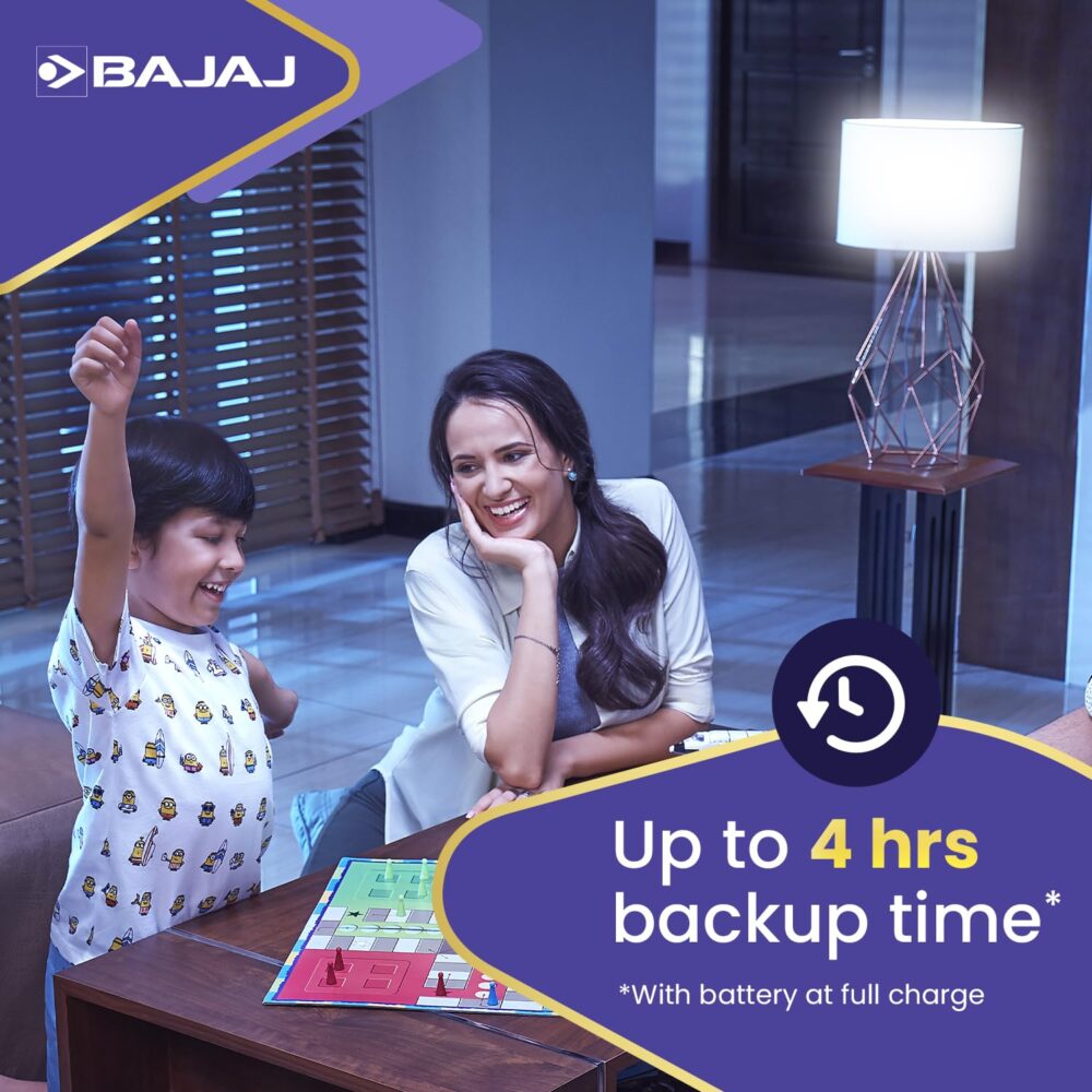 Bajaj LEDZ 12W Rechargeable Emergency Inverter LED Bulb | Cool Day Light | Upto 4 Hours Battery | B22D | 1 Year - Warranty (Pack of 1, White) - Image 6
