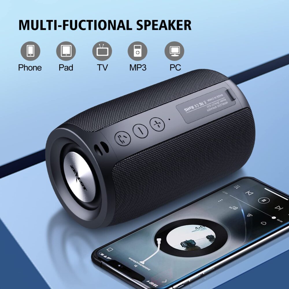 Zealot Portable Bluetooth Speaker,Wireless Speaker,S32 Samll Outdoor Speaker, Waterproof IPX5, Stereo Pairing/USB/MIC/TF Card/AUX for iOS Andriod Gift for Men,Kids -Black - Image 5