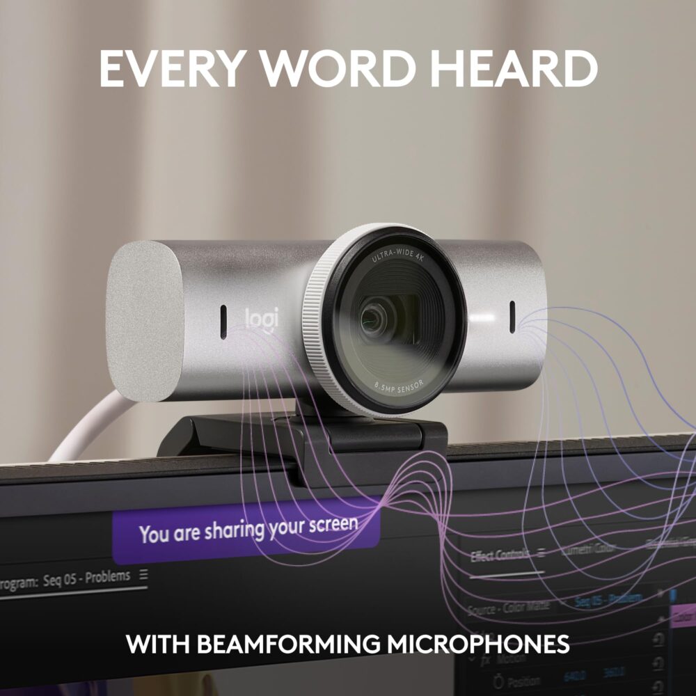 Logitech MX Brio Ultra HD 4K Collaboration and Streaming Webcam with Free Adobe Subscription, 1080p at 60 FPS, Dual Noise Reducing Mics, Show Mode, USB-C, Webcam Cover - Image 9