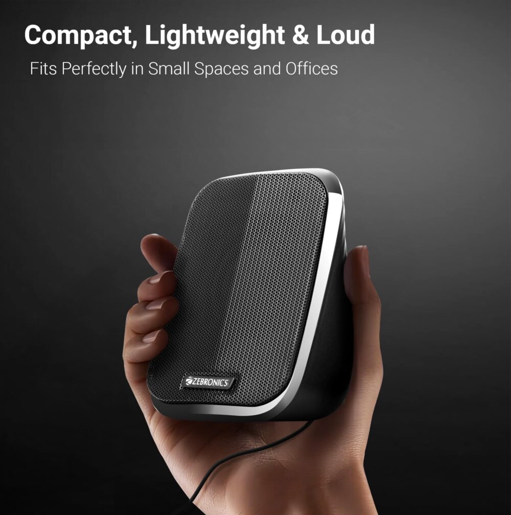 ZEBRONICS Fame, 2.0 USB Computer Speakers, 5 Watts, USB Powered, AUX, Volume Control Pod for PC, Laptops, Desktop - Image 2
