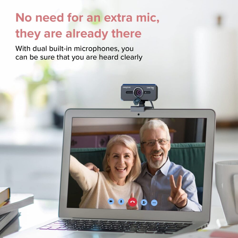 Creative Live! Cam Sync V3 2K Qhd USB Webcam with 4X Digital Zoom (4 Zoom Modes from Wide Angle to Narrow Portrait View), Privacy Lens, 2 Mics, for Pc and Mac - Black - Image 4