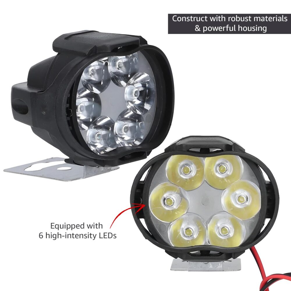 Pivalo 6 LED Fog Light15V DC 10W 1000Lm 7000k Power Waterproof Universal Head Lamp Off-Road Driving Anti Fog Headlight with Handlebar Switch for Bike Scooty Motorcycle (White, Pack of 2) - Image 4