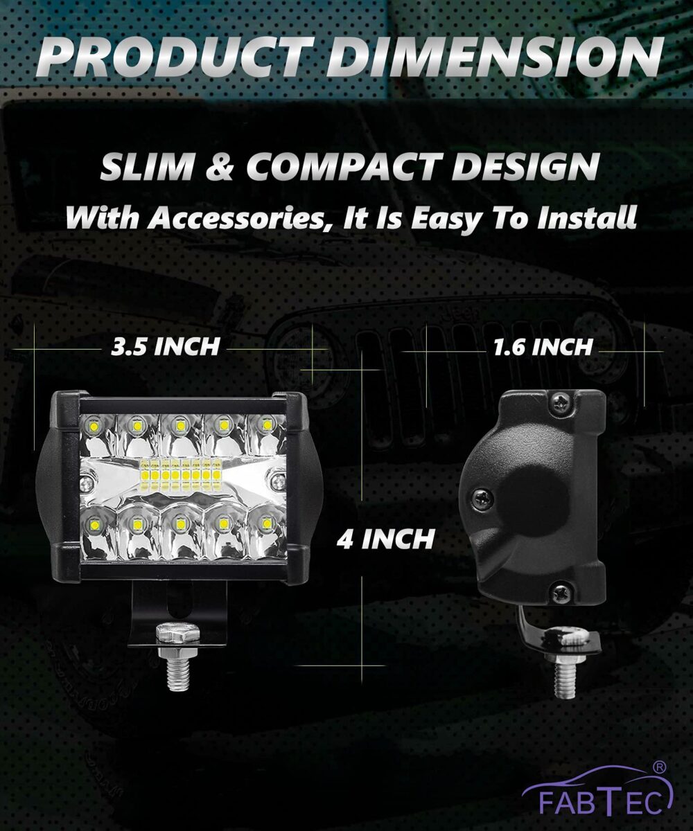 FABTEC 18 LED 4 Inch/10 cm Bar Light LED Fog Light for All Motorcycles/Bike/Scooty/E-Rikshaw (Set Of 2) (4 Inch,White) (6 Month Warranty) - Image 6