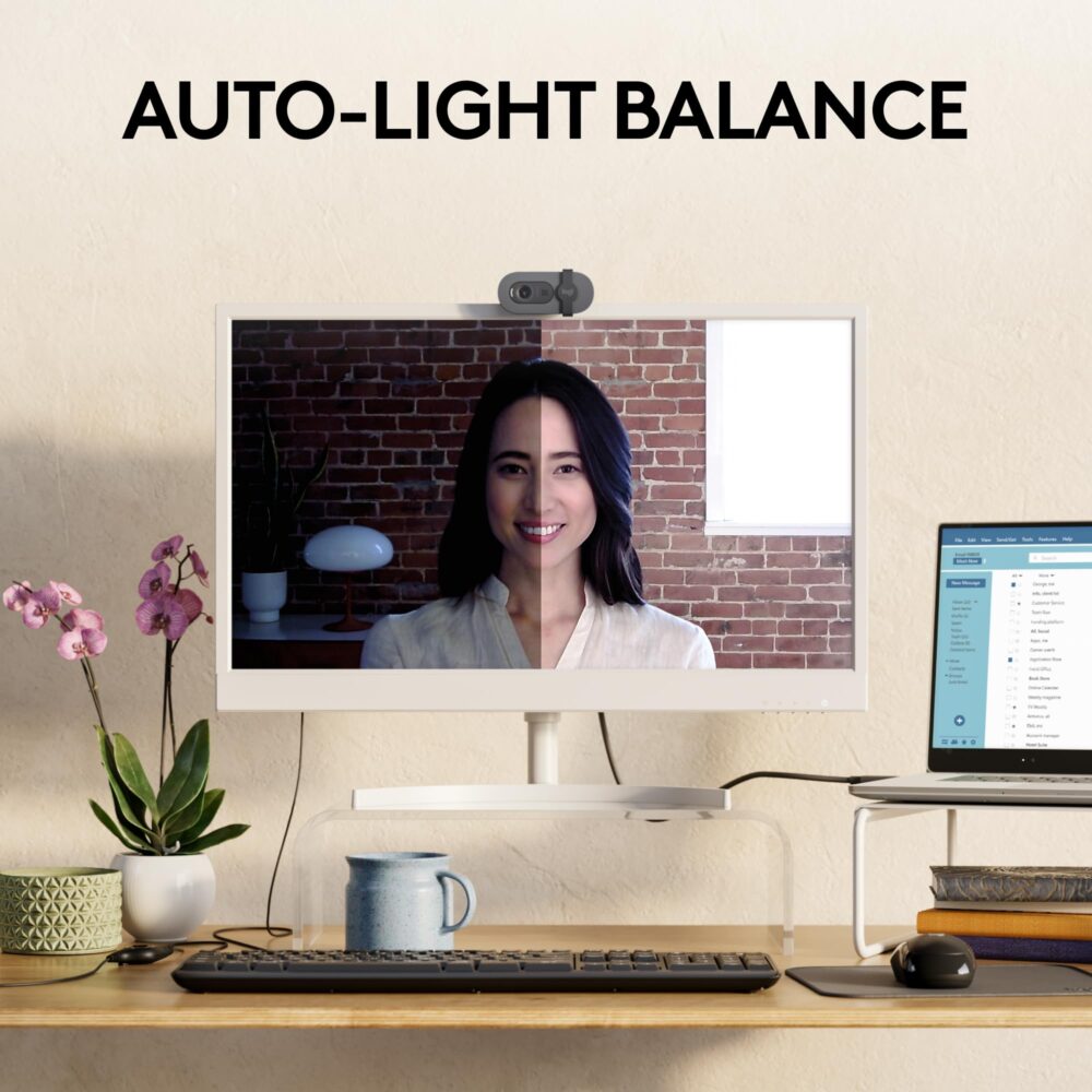 Logitech Brio 100 Full HD Webcam for Meetings and Streaming, Auto-Light Balance, Built-in Mic, Privacy Shutter, USB-A, for Microsoft Teams, Google Meet, Zoom and More- Graphite - Image 8