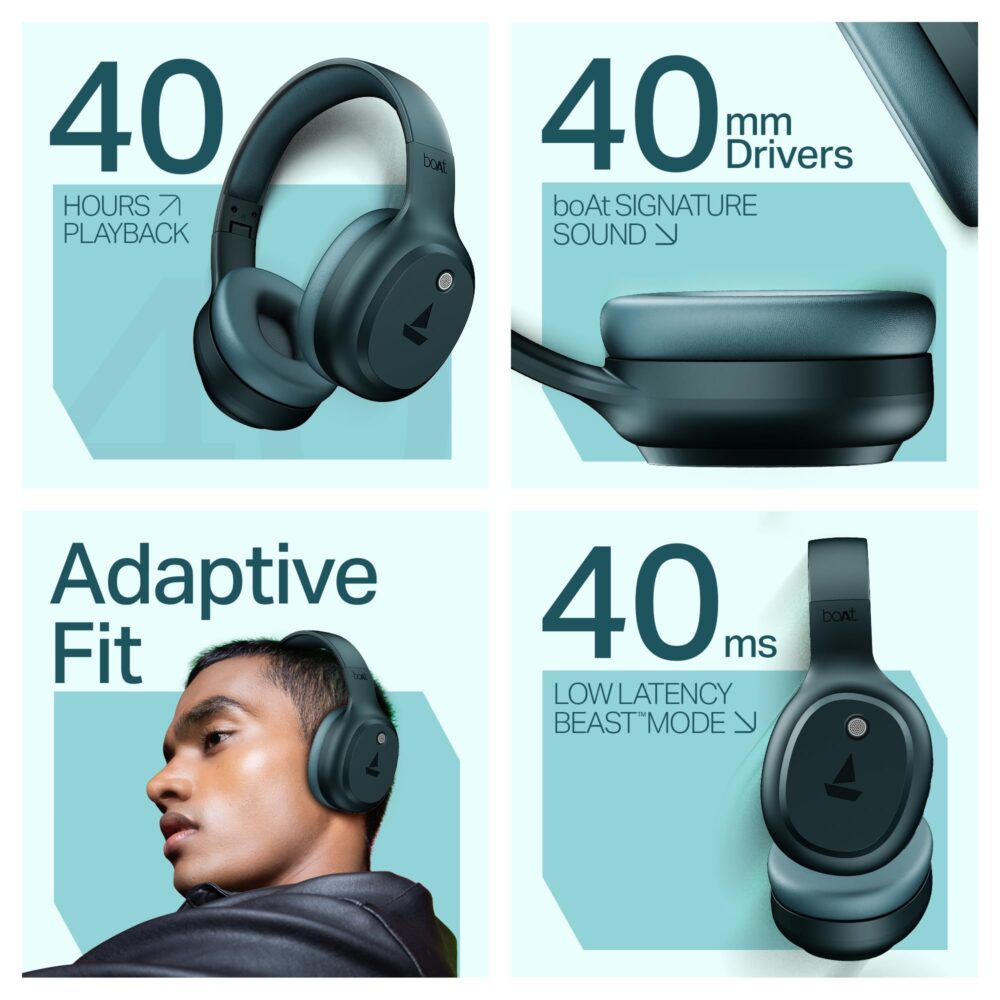 boAt Rockerz 421 (2025 Launch), 40Hrs Battery, Low Latency(40ms), 40mm Drivers, ENx Technology, Integrated Controls, v5.4 Bluetooth Headphones, Wireless Headphone with Mic (Bold Blue) - Image 7