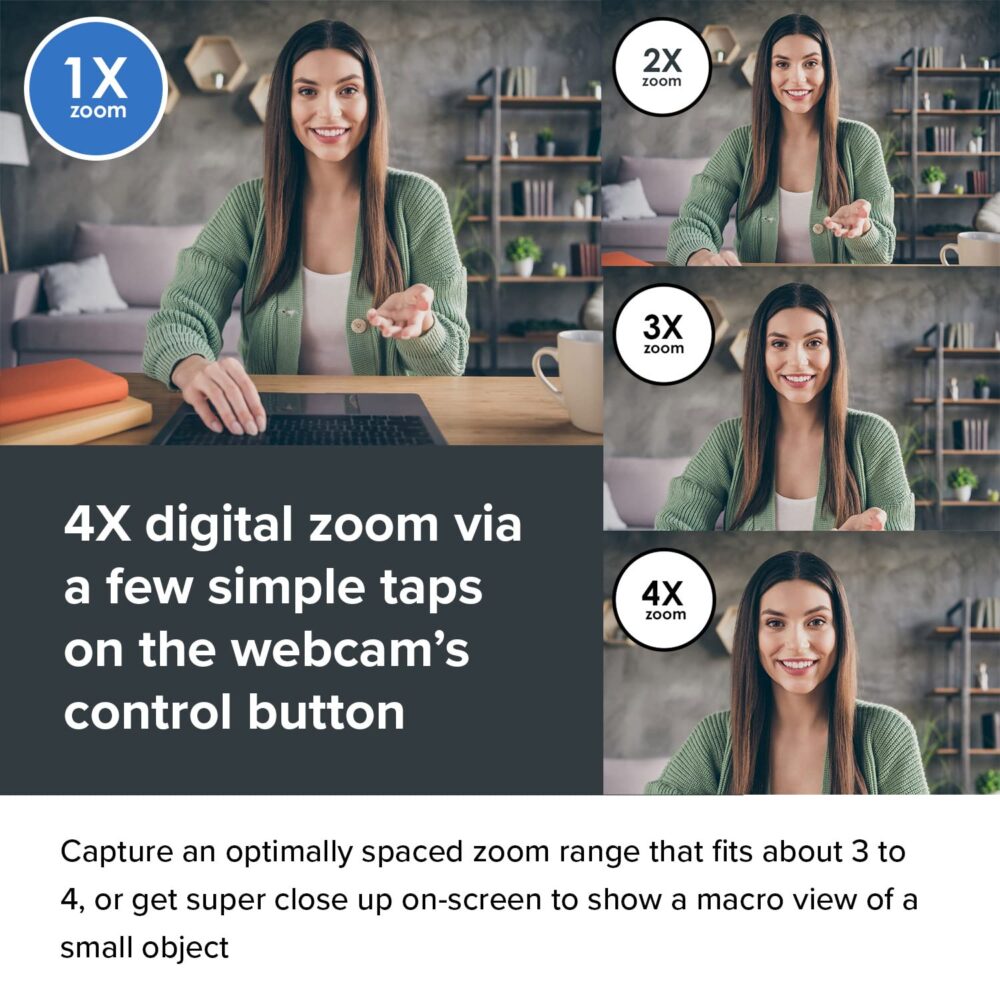 Creative Live! Cam Sync V3 2K Qhd USB Webcam with 4X Digital Zoom (4 Zoom Modes from Wide Angle to Narrow Portrait View), Privacy Lens, 2 Mics, for Pc and Mac - Black - Image 6