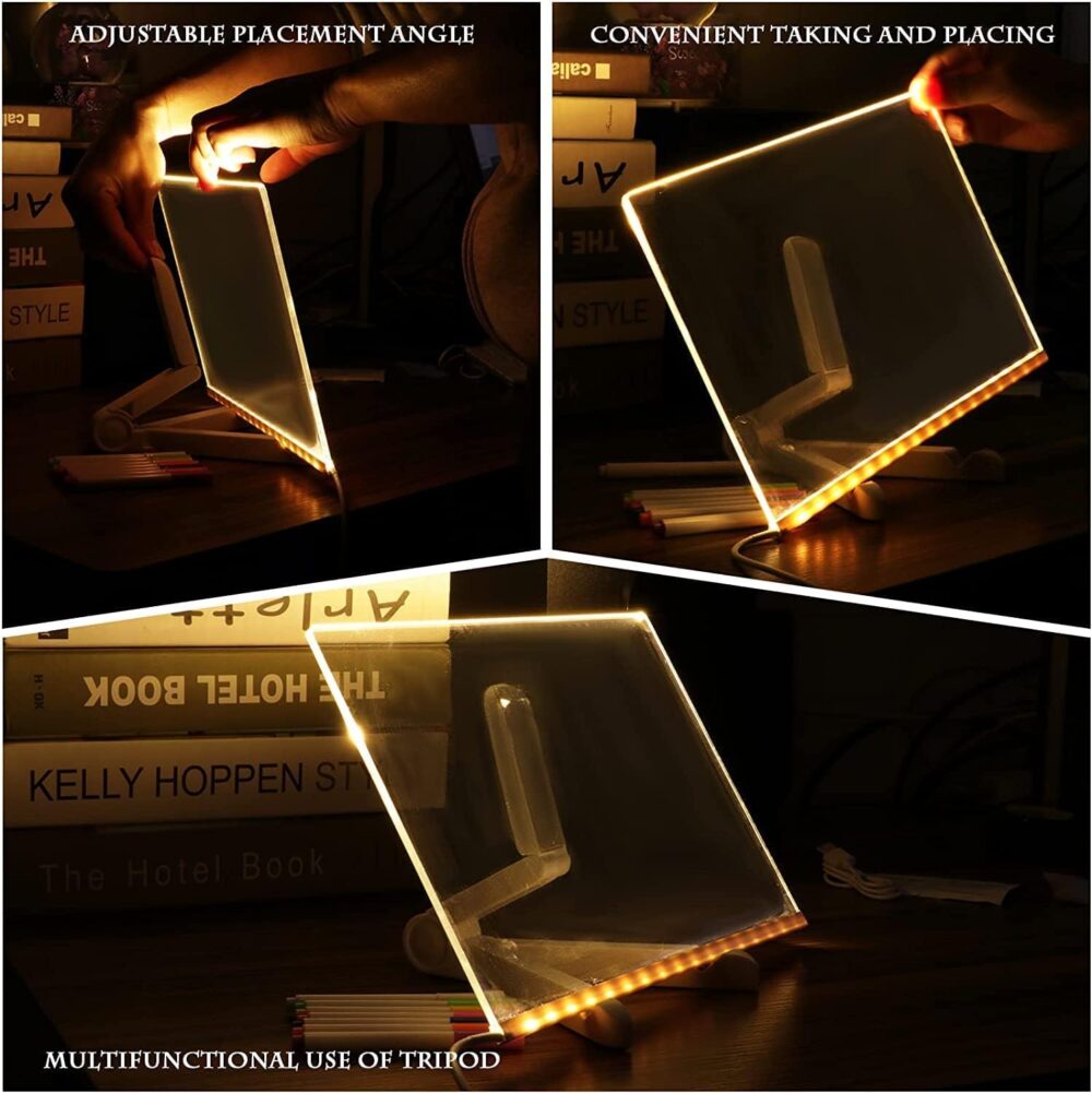 NYRWANA DIY 3D Acrylic Writing Board with Pen & Light | 30x20 cm | Led Writing Pad, Writing Pad with Light, Acrylic Board, Table Lamp, Home & Office Decor Items, Gift, Personalized Led Board - Image 5