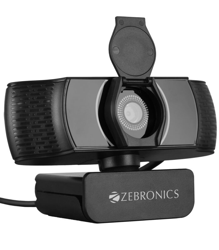 ZEBRONICS Pure Plus 4K Webcam, 3840 x 2160 (4K UHD), 30 FPS, Auto (Focus + White Balance + Brightness Correction), Built-in Microphone, Privacy Shutter, for Skype | Zoom | Meet | Teams