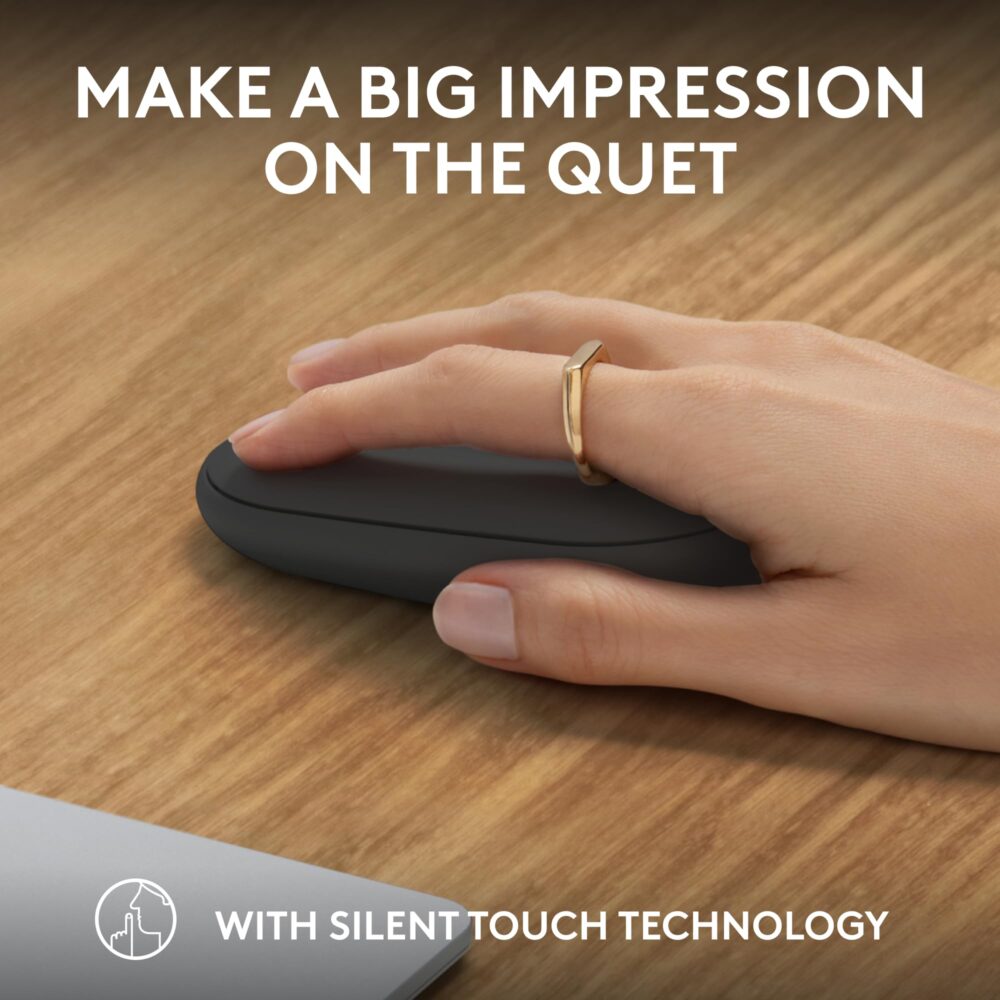 Logitech Pebble Mouse 2 M350s Slim Bluetooth Wireless Mouse, Portable, Lightweight, Customisable Button, Quiet Clicks, Easy-Switch for Windows, macOS, iPadOS, Android, Chrome OS - Tonal Graphite - Image 7