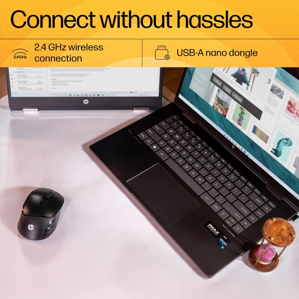 HP M120 Wireless Mouse, USB-A Nano Dongle, 2.4 Ghz Wireless Connection, 6 Buttons, Up to 1600 Dpi, Optical Sensor, Ergonomic Design, 12-Month Battery Life, 3-Year Warranty, 60G±5%, Black, 7J4G4Aa - Image 4