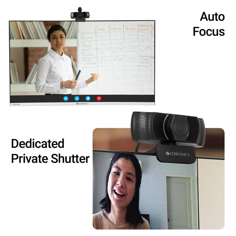 ZEBRONICS Pure Plus 4K Webcam, 3840 x 2160 (4K UHD), 30 FPS, Auto (Focus + White Balance + Brightness Correction), Built-in Microphone, Privacy Shutter, for Skype | Zoom | Meet | Teams - Image 4