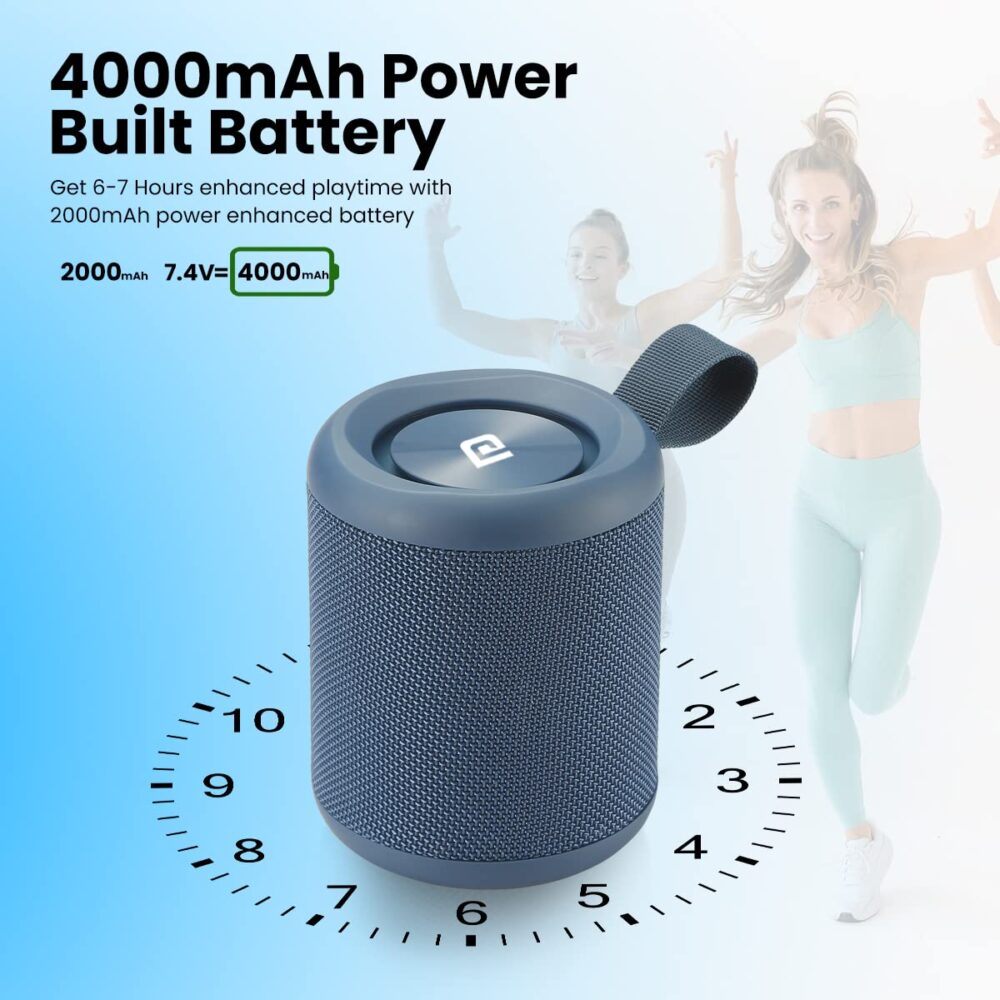 Portronics SoundDrum P 20W Portable Bluetooth Speaker with 6-7 hrs Playback Time, Handsfree Calling, USB Slot, Aux-in Port, Type C Charging (Blue) - Image 4