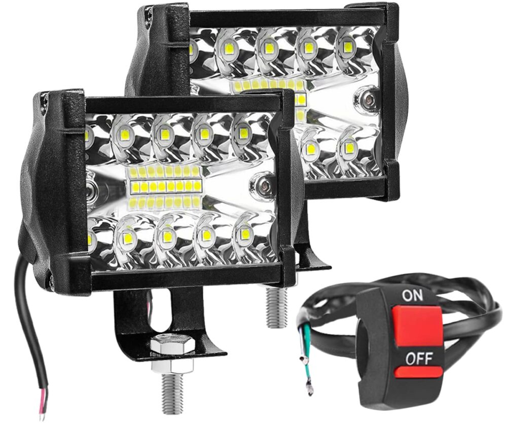FABTEC 18 LED 4 Inch/10 cm Bar Light LED Fog Light for All Motorcycles/Bike/Scooty/E-Rikshaw (Set Of 2) (4 Inch,White) (6 Month Warranty)