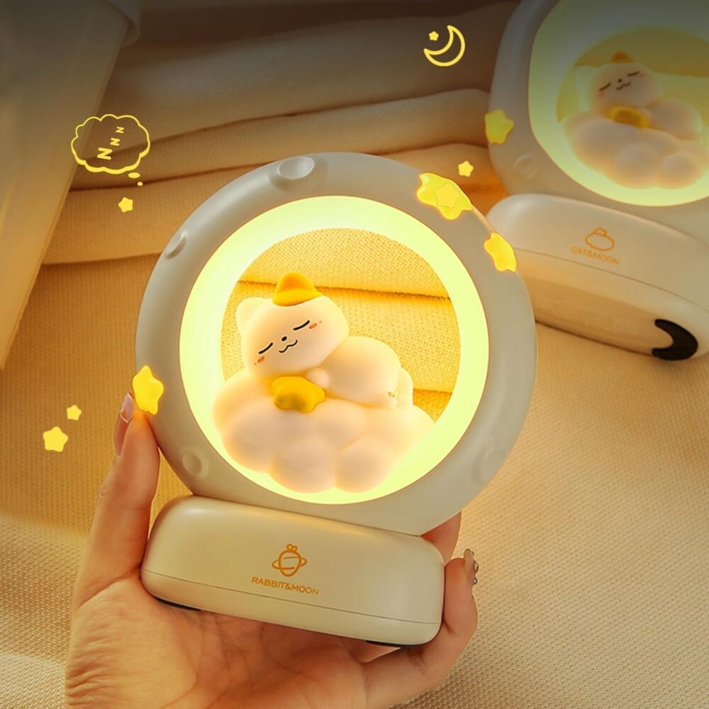 KRIVAZ Space Kitty LED Night Light for Kids, Nursery Night Light, Table Lamp, Animal Kitty Bedside Decor Lamp with Dimmable for Gifts for Girls Baby Cat Lovers (Cat) - Image 7