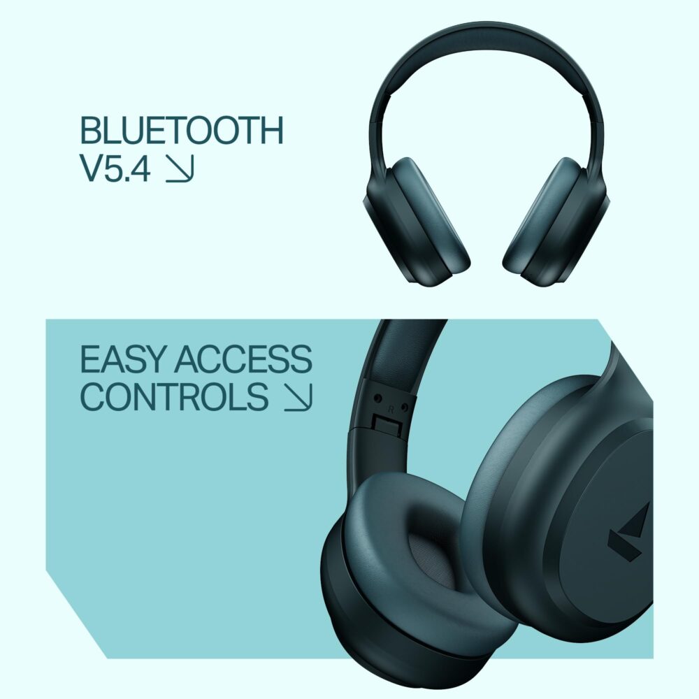 boAt Rockerz 421 (2025 Launch), 40Hrs Battery, Low Latency(40ms), 40mm Drivers, ENx Technology, Integrated Controls, v5.4 Bluetooth Headphones, Wireless Headphone with Mic (Bold Blue) - Image 2