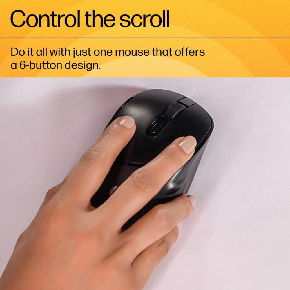 HP M120 Wireless Mouse, USB-A Nano Dongle, 2.4 Ghz Wireless Connection, 6 Buttons, Up to 1600 Dpi, Optical Sensor, Ergonomic Design, 12-Month Battery Life, 3-Year Warranty, 60G±5%, Black, 7J4G4Aa - Image 6