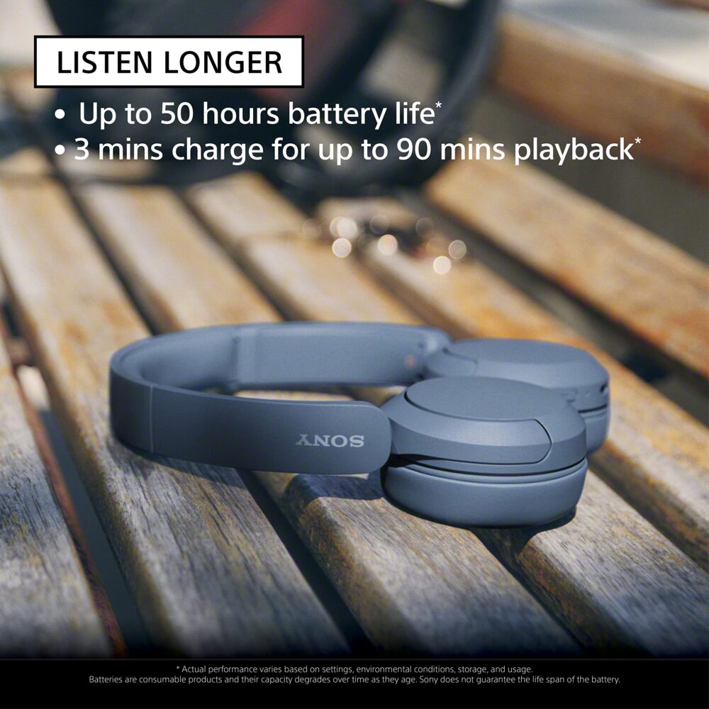 Sony WH-CH520 Wireless Bluetooth Headphones On Ear with Mic, Up to 50Hrs Battery, Quick Charge, DSEE Upscale, Multipoint Connectivity, Voice Assistant, Customized EQ-Blue - Image 10