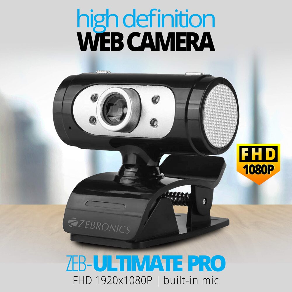 Zebronics Zeb-Ultimate Pro (Full HD) 1080p/30fps Webcam with 5P Lens, Built-in Mic, Auto White Balance, Night Vision, Manual Switch for LED (Black) - Image 3