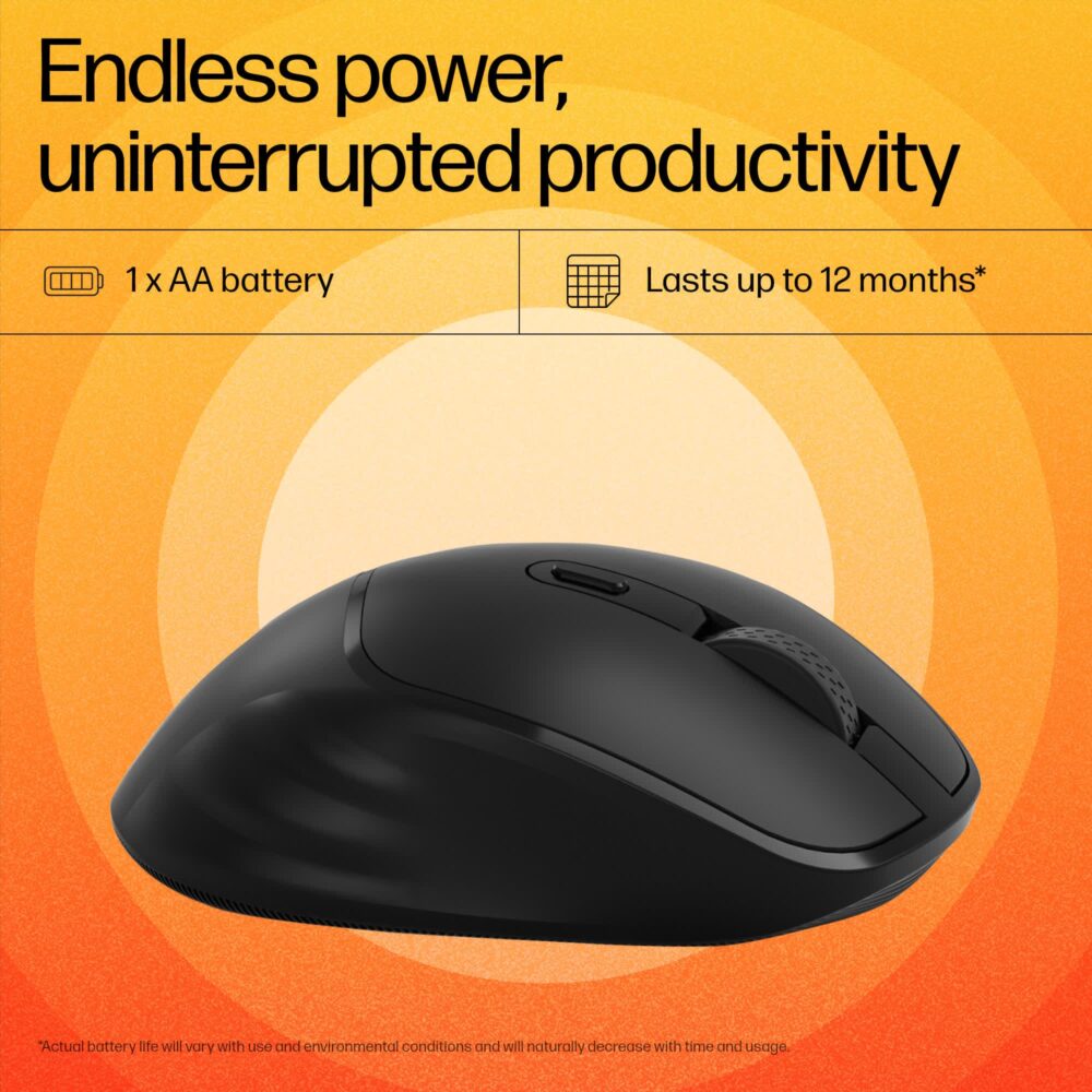 HP M120 Wireless Mouse, USB-A Nano Dongle, 2.4 Ghz Wireless Connection, 6 Buttons, Up to 1600 Dpi, Optical Sensor, Ergonomic Design, 12-Month Battery Life, 3-Year Warranty, 60G±5%, Black, 7J4G4Aa - Image 3
