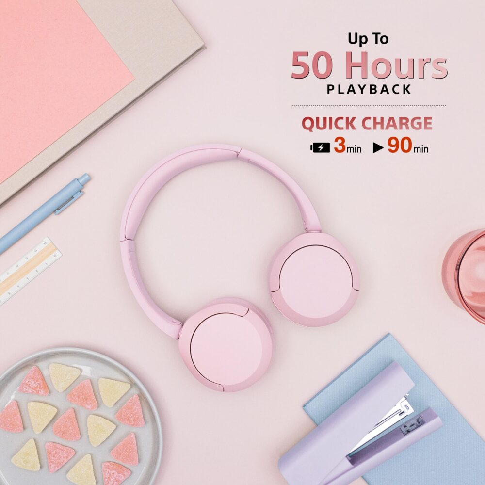 Sony WH-CH520 Wireless Bluetooth Headphones On Ear with Mic, Up to 50Hrs Battery-Pink - Image 10