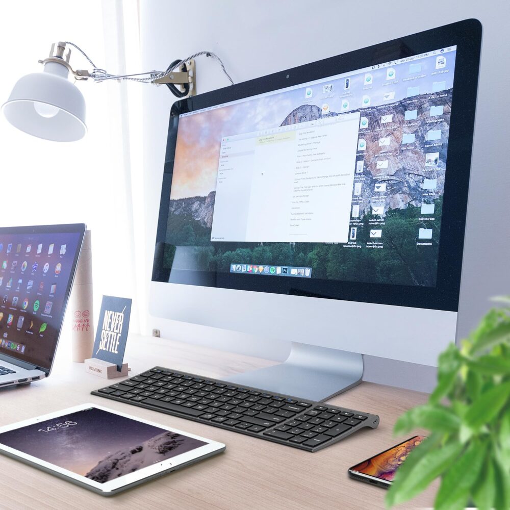 iClever BK10 Multi-Device Bluetooth Keyboard for Mac, Windows, Chrome OS, Android, iPad, iPhone, Rechargeable Wireless Keyboard Easy-Switch up to 3 Devices Grey Black - Image 2