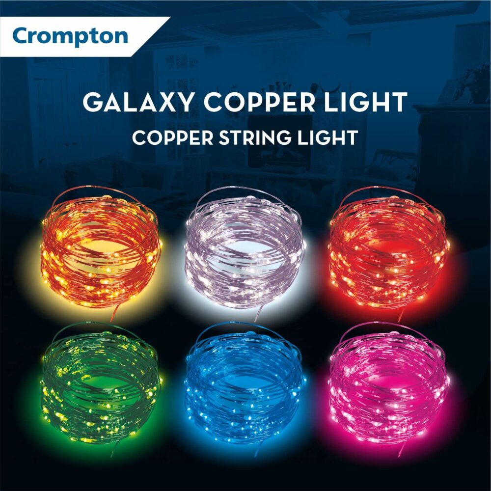 Crompton Galaxy Decoration Copper USB Powered String Fairy Lights with 100 Led Light (10 Meters / 32 Feet, Warm White, Pack of 1) - Image 3