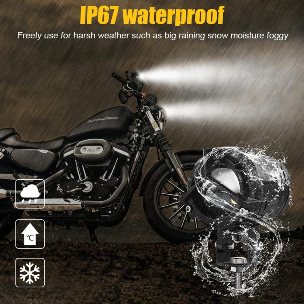 OTO2EYE Power By LIU HJG 1 YEAR WARRANTY Waterproof Y Shape Style Laser Beam Mini Driving Fog Light Bike, Cars Projector Light 2 Color White & Yellow Spot Beam (Pack of 2, 12V DC 40W) - Image 4