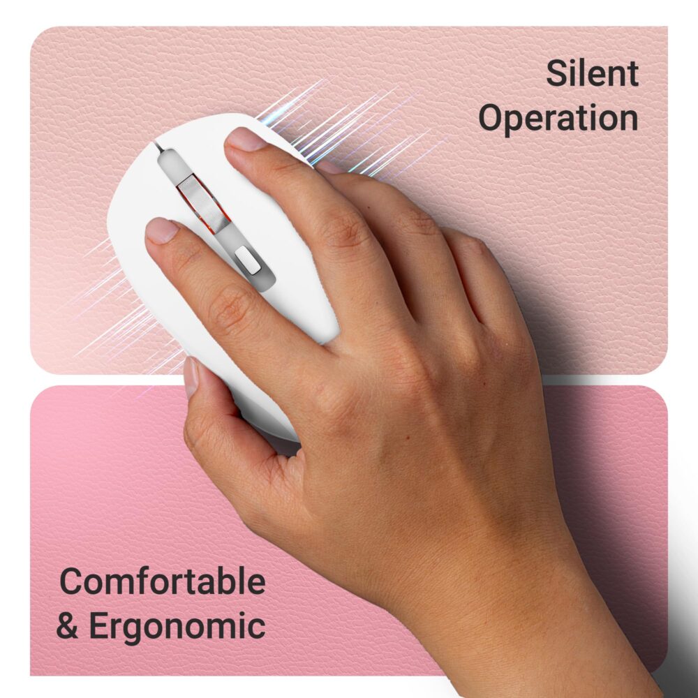 ZEBRONICS Zeb-Jaguar Wireless Mouse, 2.4GHz with USB Nano Receiver, High Precision Optical Tracking, 4 Buttons, Plug & Play, Ambidextrous, for PC/Mac/Laptop (White+Grey) - Image 3