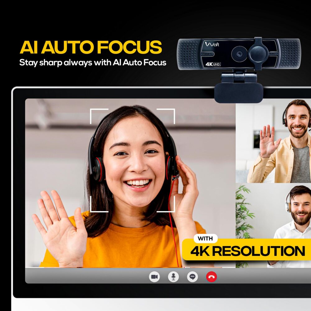 AIWaft 4K Webcam with AI Auto-Focus, EPTZ, Dual Microphones, 2D Noise Reduction, and Multi-Platform Compatibility for Streaming, Zoom, Google Meet, PC/Laptop/Tablet - Image 6