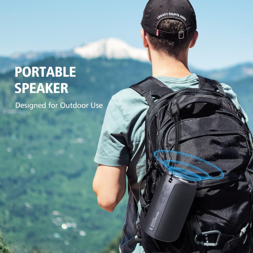 Zealot Portable Bluetooth Speaker,Wireless Speaker,S32 Samll Outdoor Speaker, Waterproof IPX5, Stereo Pairing/USB/MIC/TF Card/AUX for iOS Andriod Gift for Men,Kids -Black - Image 2