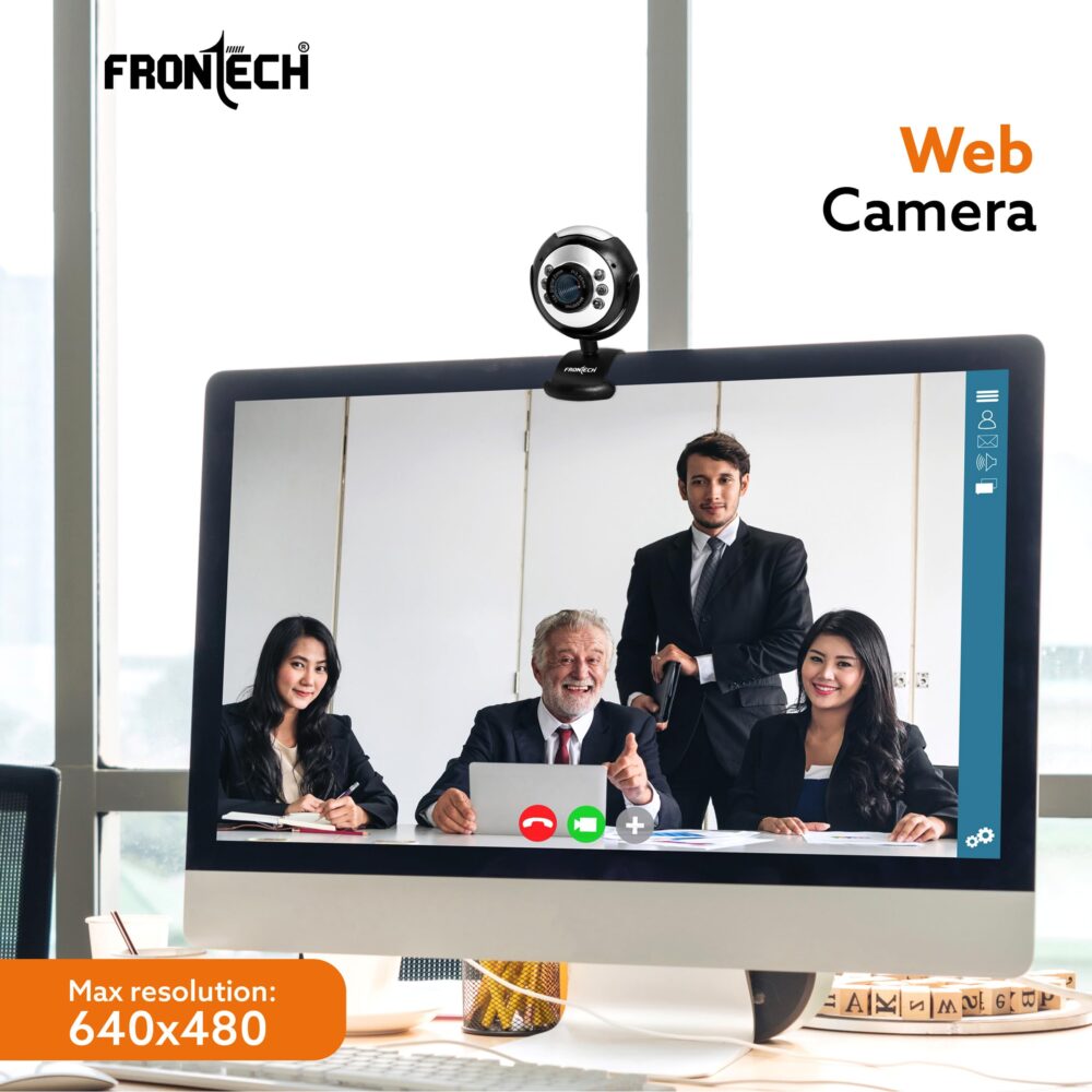 FRONTECH Digital Webcam with Built-in Mic & LED Lights, 30 FPS, Plug and Play USB Interface, Auto White Balance, for Video Calling, Live Streaming, Online Classes, Laptop/PC/TV (2251, Black) - Image 7