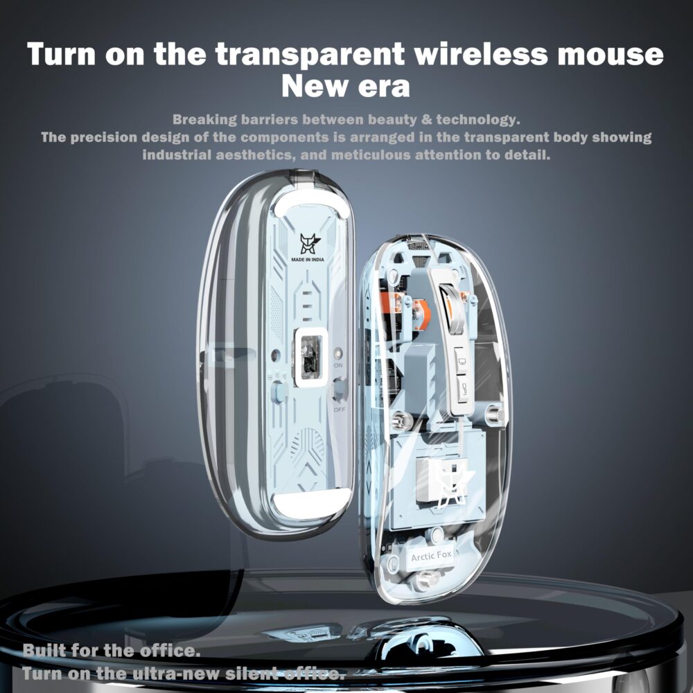 Arctic Fox Pureview Transparent Wireless and Bluetooth Rechargeable Mouse, USB Receiver,LED Battery Magic Silm for Office/PC/Mac/Laptop/Apple/ipad(Space Gray) - Image 8