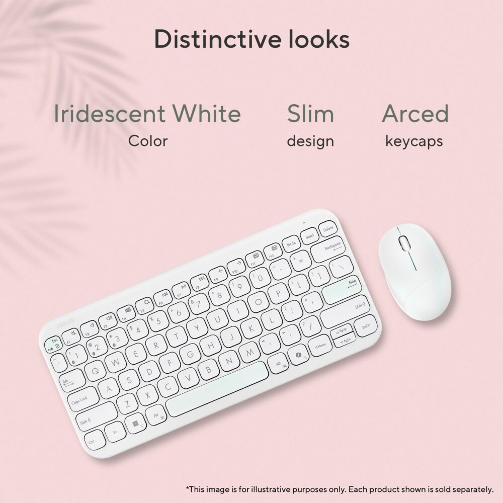 ASUS Marshmallow KW100 Wireless Keyboard – Iridescent White | Silent Scissor Keys, Compact Design, 2-Year Battery Life, Compatible with Windows/Mac/Chrome/iOS/with Dedicated Copilot Key - Image 7