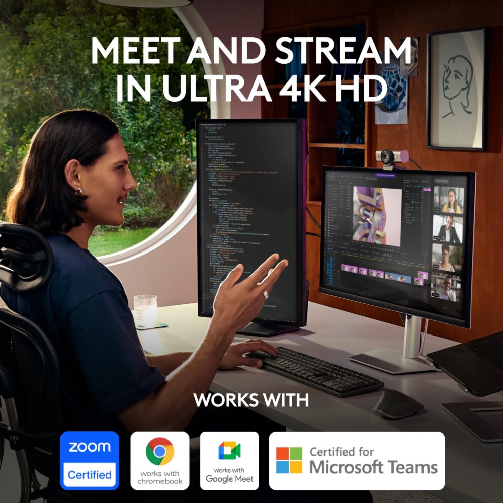 Logitech MX Brio Ultra HD 4K Streaming Webcam, 1080p at 60 FPS, USB-C, Webcam Cover, Works with Microsoft Teams, Zoom, Google Meet - Graphite - With Free Adobe Creative Cloud Subscription - Image 11