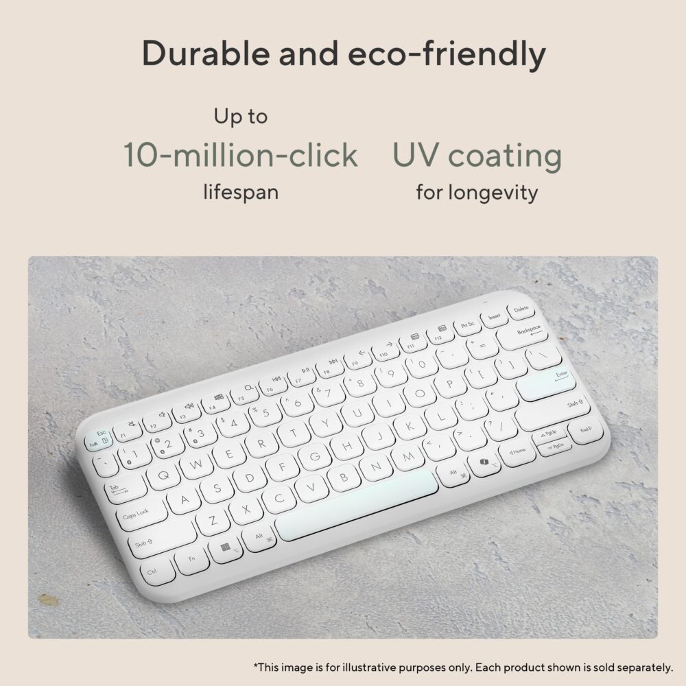 ASUS Marshmallow KW100 Wireless Keyboard – Iridescent White | Silent Scissor Keys, Compact Design, 2-Year Battery Life, Compatible with Windows/Mac/Chrome/iOS/with Dedicated Copilot Key - Image 5