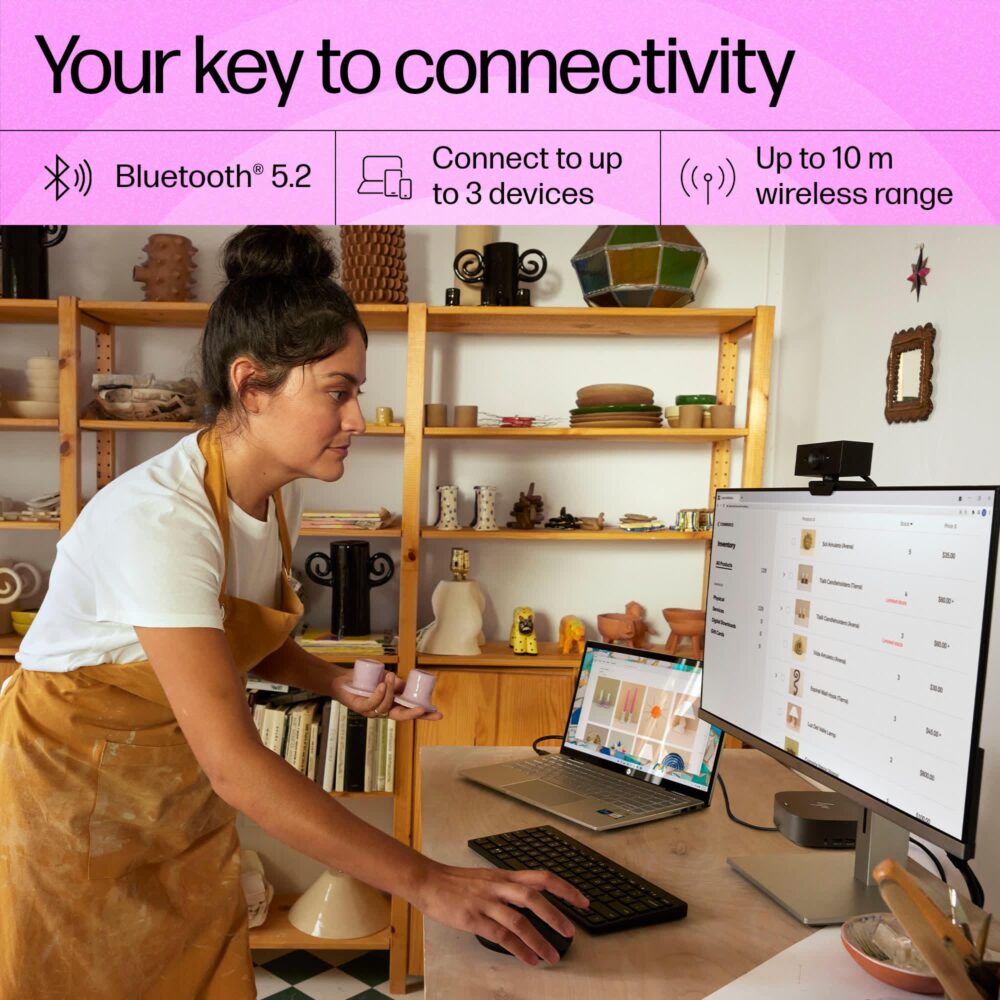 HP 350 Compact Multi-Device Bluetooth Wireless Keyboard; Spill Resistant; Swift Pair; OS Auto-Detection, LED Indicator, Battery Life Up to 24 Months - Image 8
