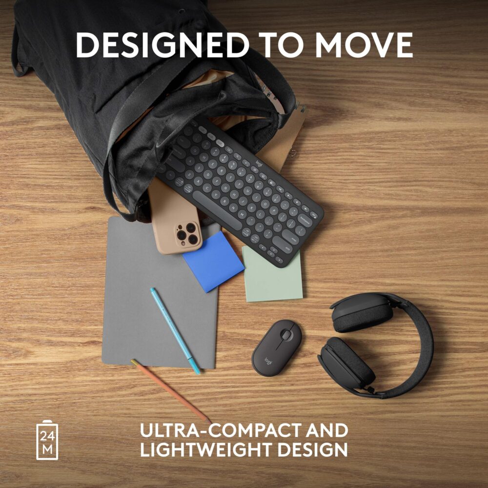 Logitech Pebble Mouse 2 M350s Slim Bluetooth Wireless Mouse, Portable, Lightweight, Customisable Button, Quiet Clicks, Easy-Switch for Windows, macOS, iPadOS, Android, Chrome OS - Tonal Graphite - Image 5